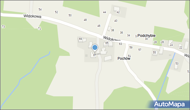 Podchybie, Widokowa, 67, mapa Podchybie