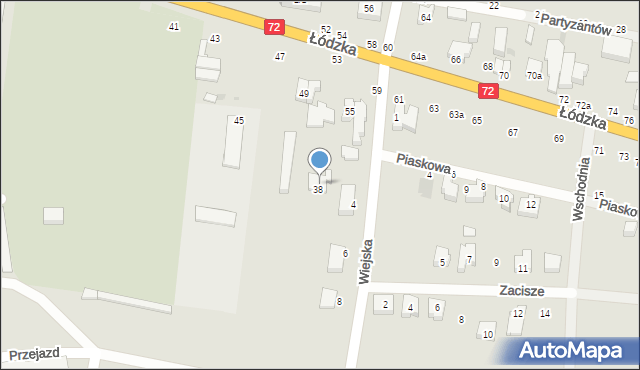 Poddębice, Wiejska, 38, mapa Poddębice