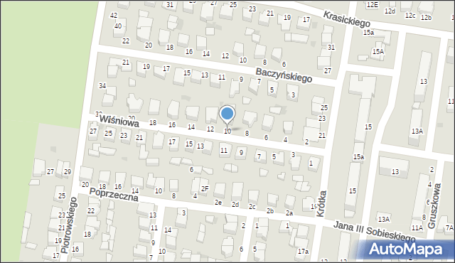 Poddębice, Wiśniowa, 10, mapa Poddębice