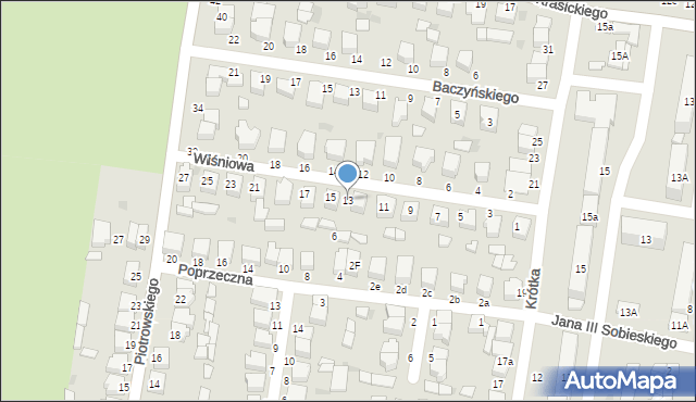Poddębice, Wiśniowa, 13, mapa Poddębice