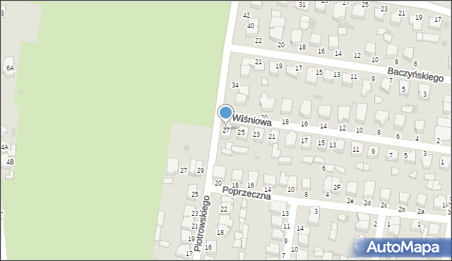 Poddębice, Wiśniowa, 27, mapa Poddębice