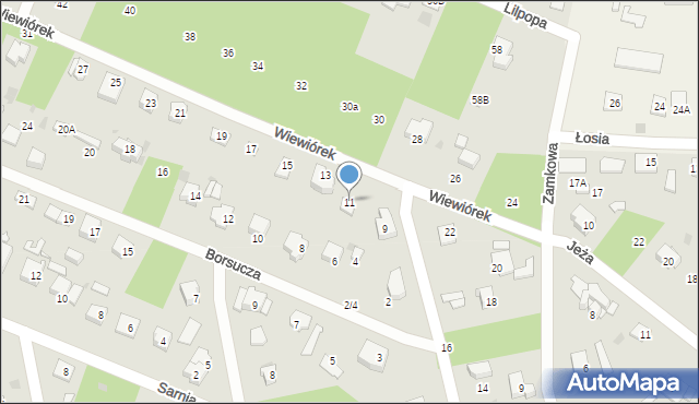 Podkowa Leśna, Wiewiórek, 11, mapa Podkowa Leśna