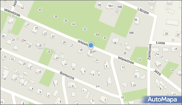 Podkowa Leśna, Wiewiórek, 13, mapa Podkowa Leśna
