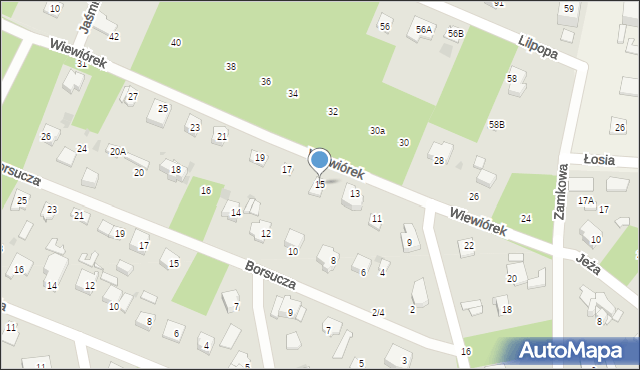 Podkowa Leśna, Wiewiórek, 15, mapa Podkowa Leśna