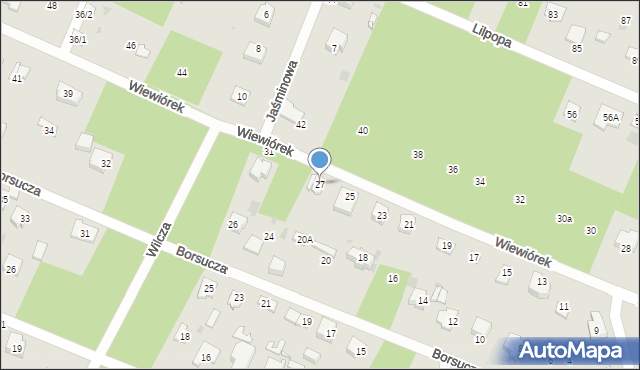 Podkowa Leśna, Wiewiórek, 27, mapa Podkowa Leśna