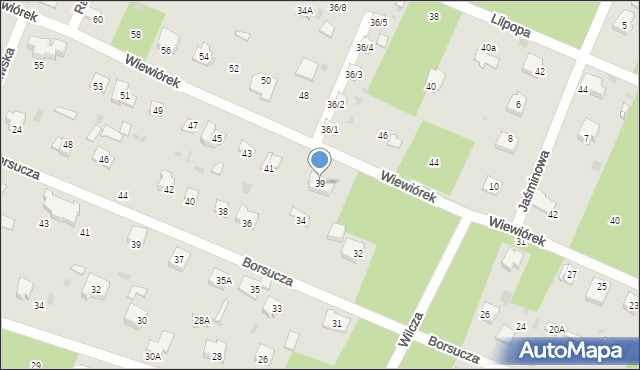 Podkowa Leśna, Wiewiórek, 39, mapa Podkowa Leśna