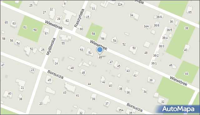 Podkowa Leśna, Wiewiórek, 49, mapa Podkowa Leśna