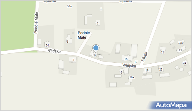 Podole Małe, Wiejska, 13, mapa Podole Małe