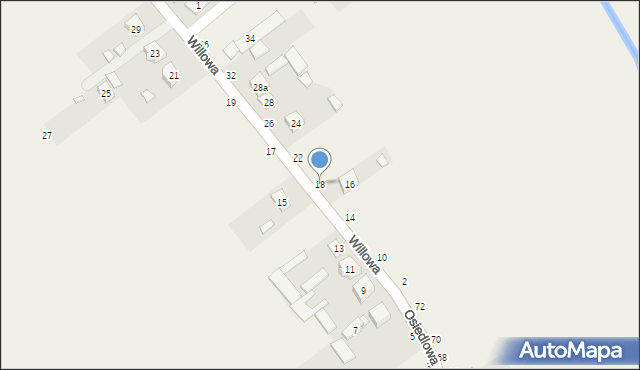 Podrudzie, Willowa, 18, mapa Podrudzie