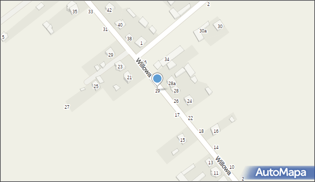 Podrudzie, Willowa, 19, mapa Podrudzie