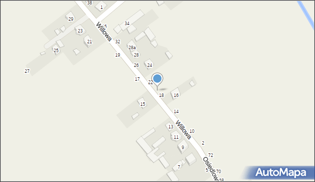 Podrudzie, Willowa, 20, mapa Podrudzie