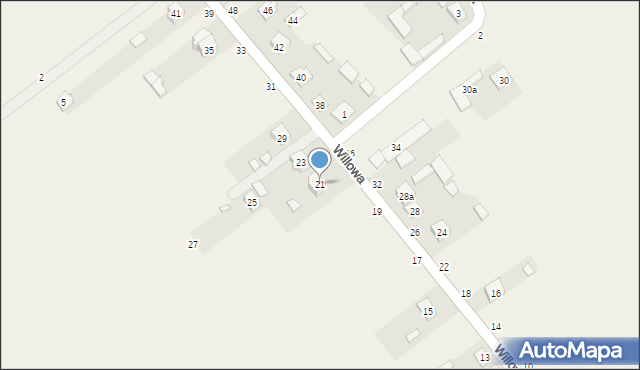 Podrudzie, Willowa, 21, mapa Podrudzie