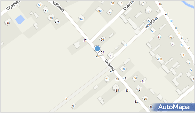Podrudzie, Willowa, 45, mapa Podrudzie