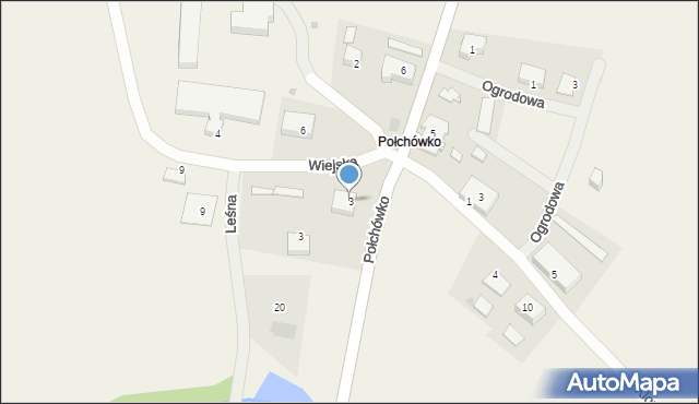 Połchówko, Wiejska, 3, mapa Połchówko