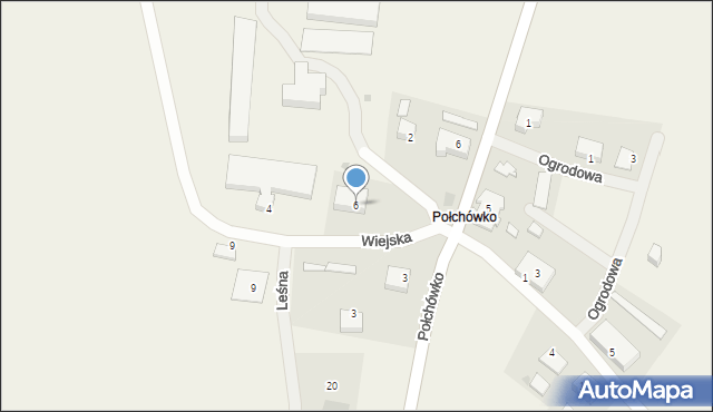 Połchówko, Wiejska, 6, mapa Połchówko