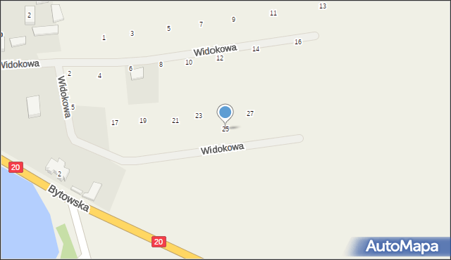 Półczno, Widokowa, 25, mapa Półczno