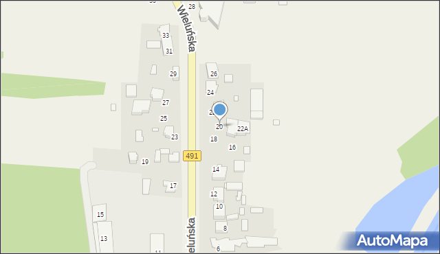 Popów, Wieluńska, 20, mapa Popów