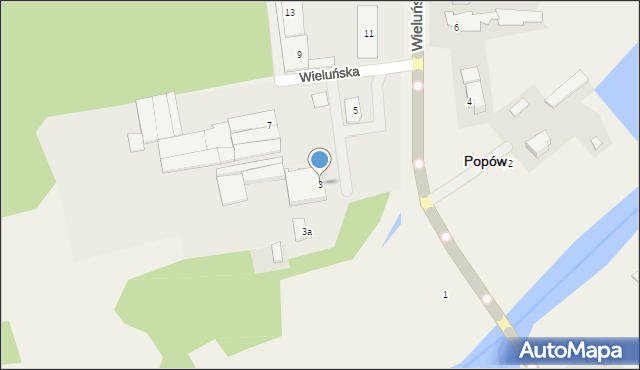 Popów, Wieluńska, 3, mapa Popów