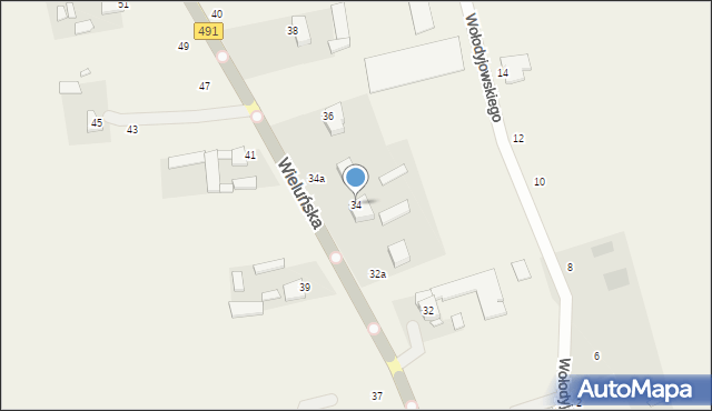 Popów, Wieluńska, 34, mapa Popów