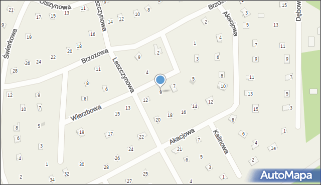 Popowo-Parcele, Wierzbowa, 9, mapa Popowo-Parcele