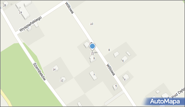 Poręba Żegoty, Willowa, 11, mapa Poręba Żegoty