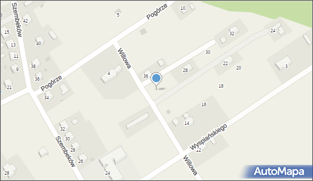 Poręba Żegoty, Willowa, 26, mapa Poręba Żegoty