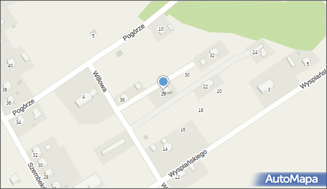 Poręba Żegoty, Willowa, 28, mapa Poręba Żegoty