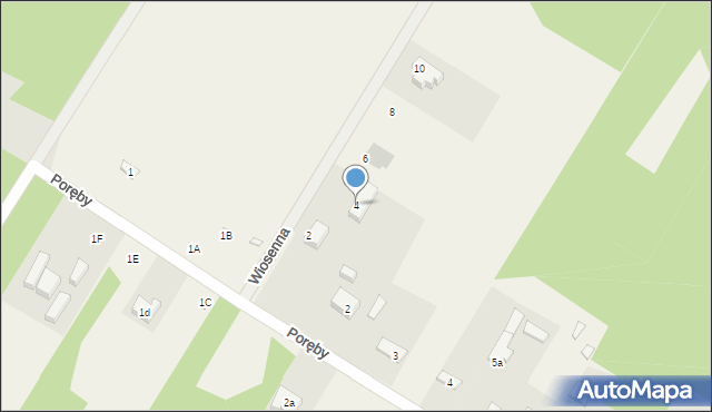Poręby, Wiosenna, 4, mapa Poręby
