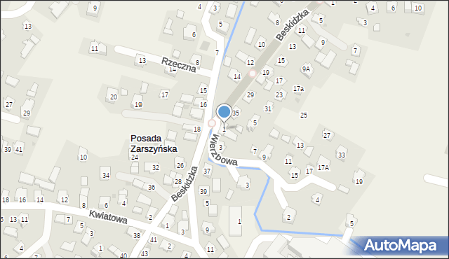 Posada Zarszyńska, Wierzbowa, 1, mapa Posada Zarszyńska