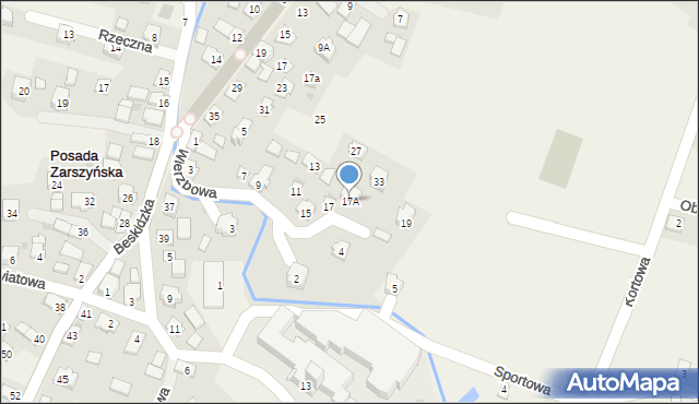 Posada Zarszyńska, Wierzbowa, 17A, mapa Posada Zarszyńska