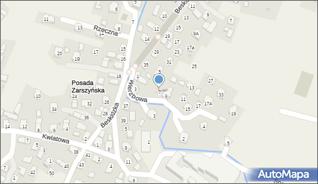 Posada Zarszyńska, Wierzbowa, 7, mapa Posada Zarszyńska