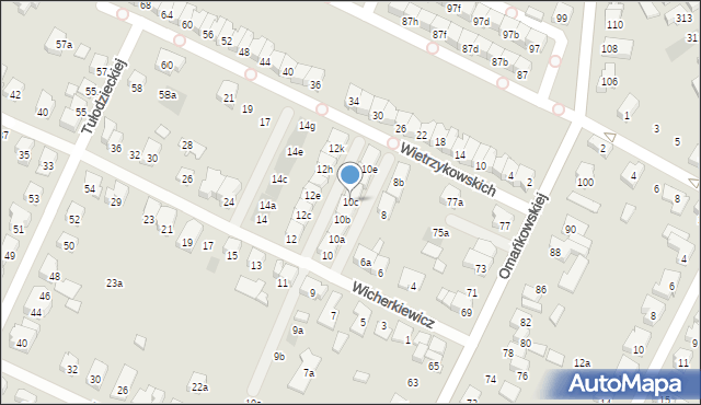 Poznań, Wicherkiewicz Marii, 10c, mapa Poznania