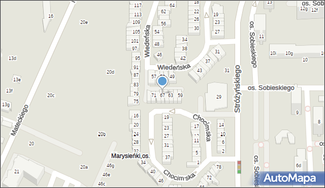 Poznań, Wiedeńska, 67, mapa Poznania