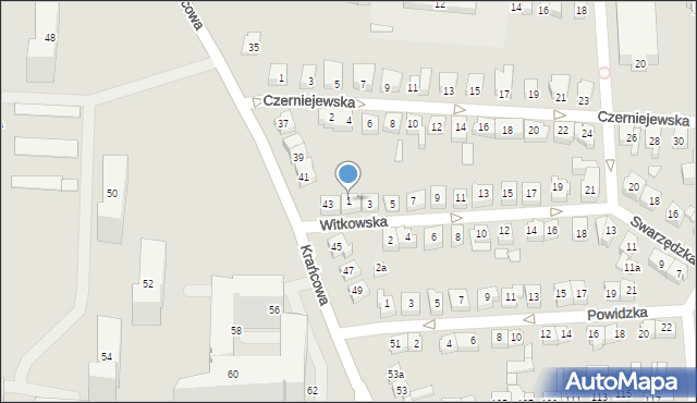 Poznań, Witkowska, 1, mapa Poznania