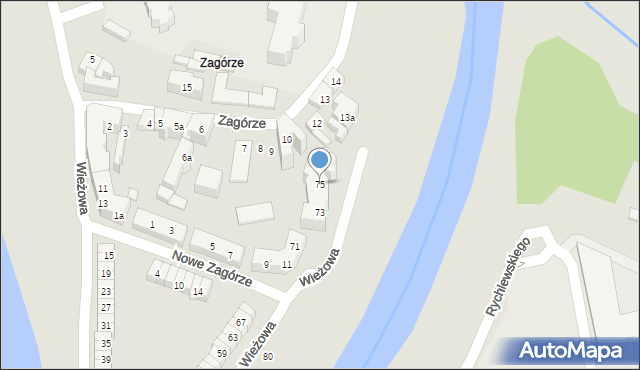 Poznań, Wieżowa, 75, mapa Poznania