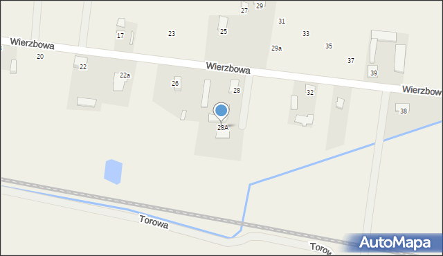 Prace Duże, Wierzbowa, 28A, mapa Prace Duże