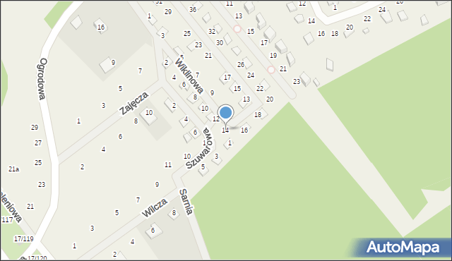 Prądocin, Wiklinowa, 14, mapa Prądocin