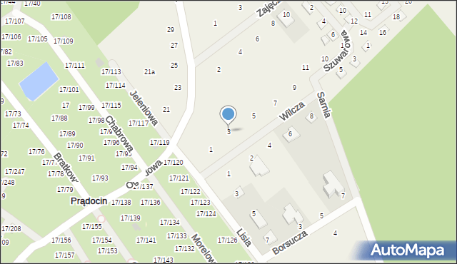Prądocin, Wilcza, 3, mapa Prądocin