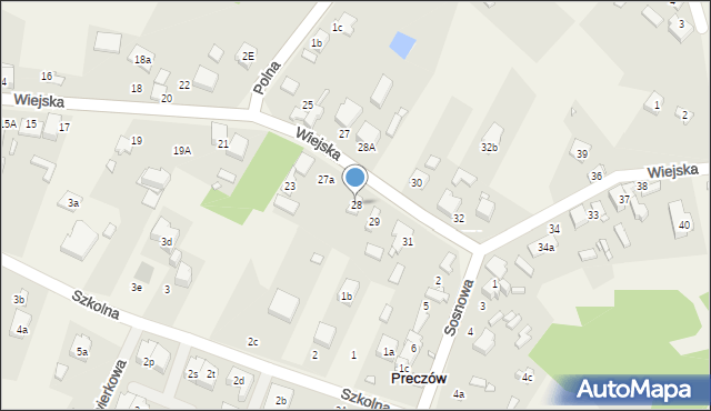 Preczów, Wiejska, 28, mapa Preczów