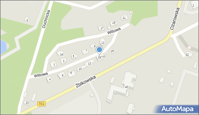 Pruszków, Willowa, 14, mapa Pruszków
