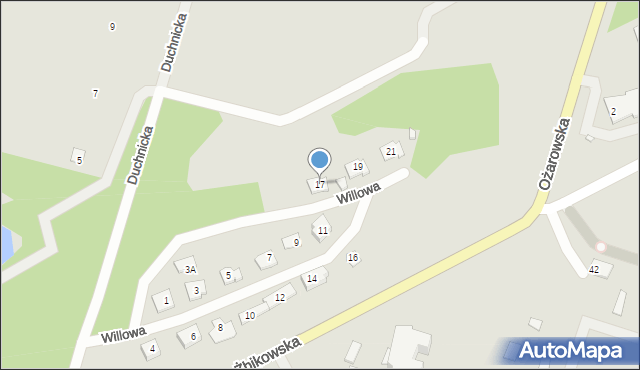 Pruszków, Willowa, 17, mapa Pruszków