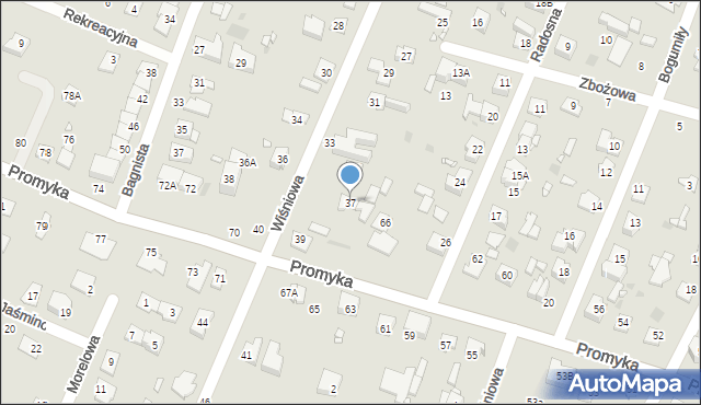 Pruszków, Wiśniowa, 37, mapa Pruszków