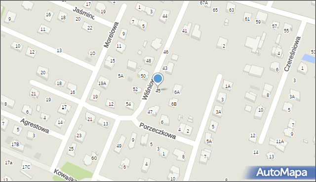 Pruszków, Wiśniowa, 45, mapa Pruszków