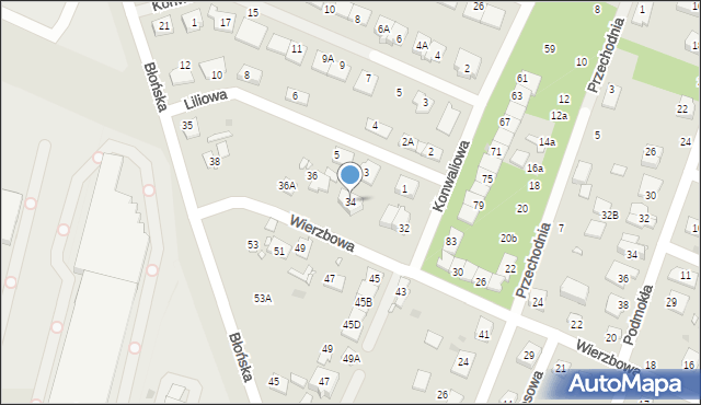 Pruszków, Wierzbowa, 34, mapa Pruszków
