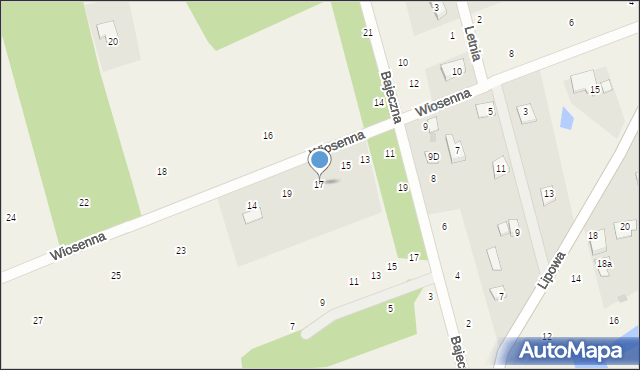 Pruszyn-Pieńki, Wiosenna, 17, mapa Pruszyn-Pieńki