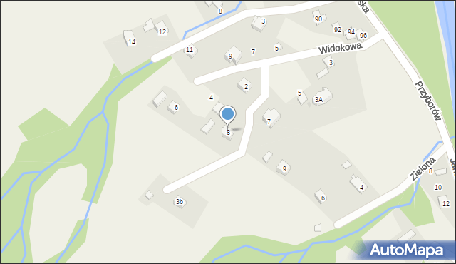 Przyborów, Widokowa, 8, mapa Przyborów