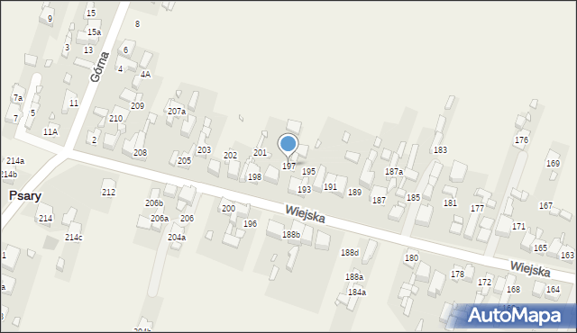 Psary, Wiejska, 197, mapa Psary