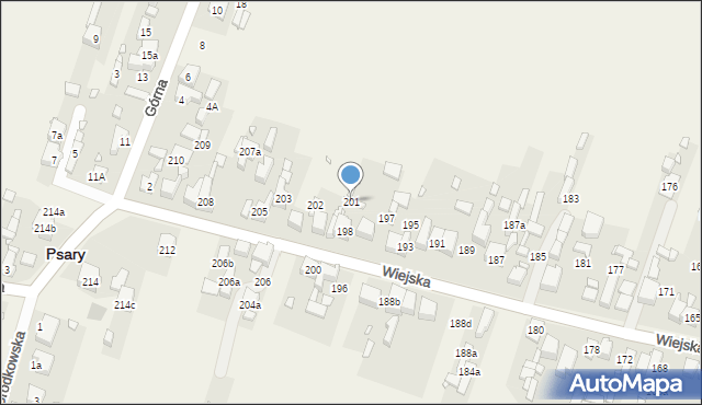 Psary, Wiejska, 201, mapa Psary