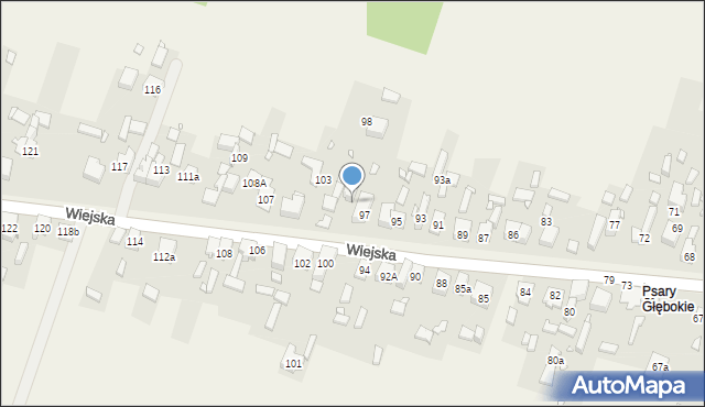 Psary, Wiejska, 98a, mapa Psary