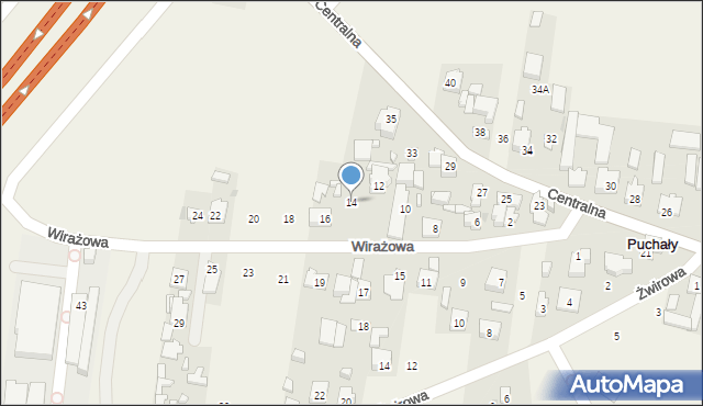 Puchały, Wirażowa, 14, mapa Puchały
